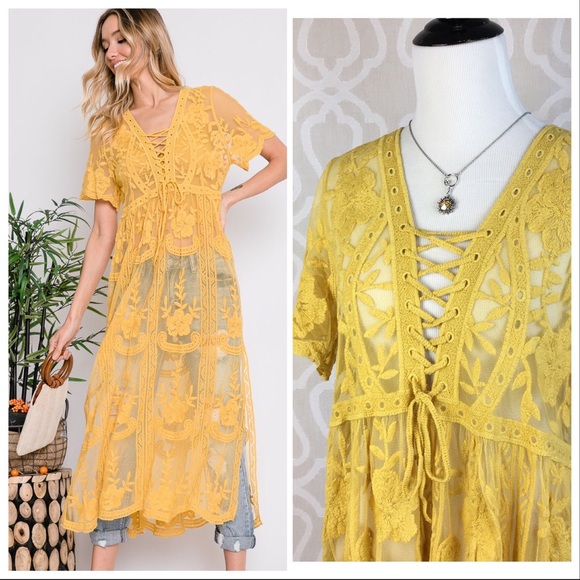 Anastasia Boho Lace Kimono Maxi Dress - Picture 3 of 8